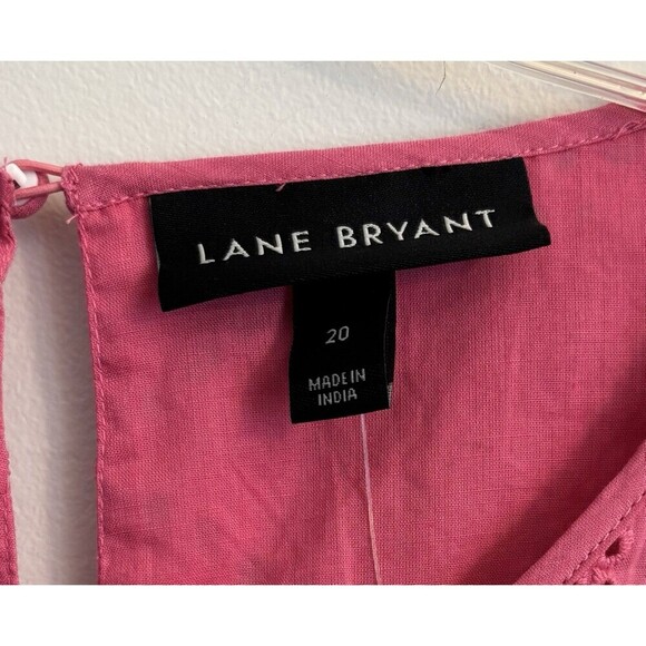 LANE BRYANT Classic Eyelet Mix Tee Women 20 Pink Gin Fizz SS Ruffle Cotton - Picture 3 of 13